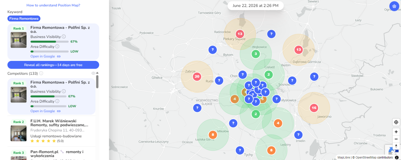 Mapa pozycji nr 1 — firma remontowa